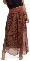 Sondra Leopard Maxi Skirt - Shop Gigi Moda - Made in Italy # 100% Silk, Gigi Moda, leopard print, Made in Italy, MAXI SKIRT, one size, OS, resort wear, silk, silk skirt, viscose, washable
