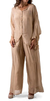 Angelo Silk Pant - Gigi Moda - Made in Italy # 100% Silk, bohemian, comfortable, Double Layer, Elastic Waist Palazzo, free shipping, Gigi Moda, Made in Italy, one size, palazzo, Pant, shop gigi moda, Silk, viscose