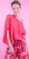 Linen Crop Top - Gigi Moda - Made in Italy # 100% Linen, Blouse, Crop Top, free shipping, Gigi Moda, italian top, Linen, Made in Italy, shop gigi moda, short sleeve, short sleeve top, Top