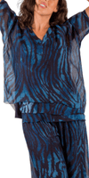 Diana Zebra Print Blouse - Shop Gigi Moda - Made in Italy # 100% silk, animal print, blouse, frayed edge, gigi moda, italian silk blouse, made in italy, silk, silk blouse, silk top, zebra print