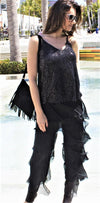 Siena Pant - Gigi Moda - Made in Italy # Gigi Moda, italian pants, italian silk, Made in Italy, OS, Pants, Ruffle, Silk, silk pants