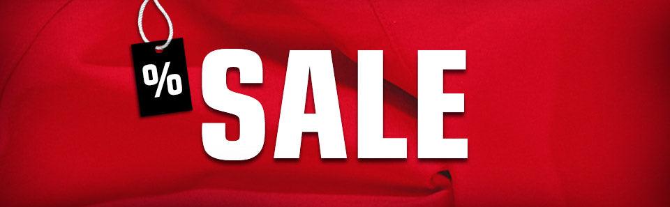 Red background with bold white SALE text and a black percentage tag, indicating discount offer.