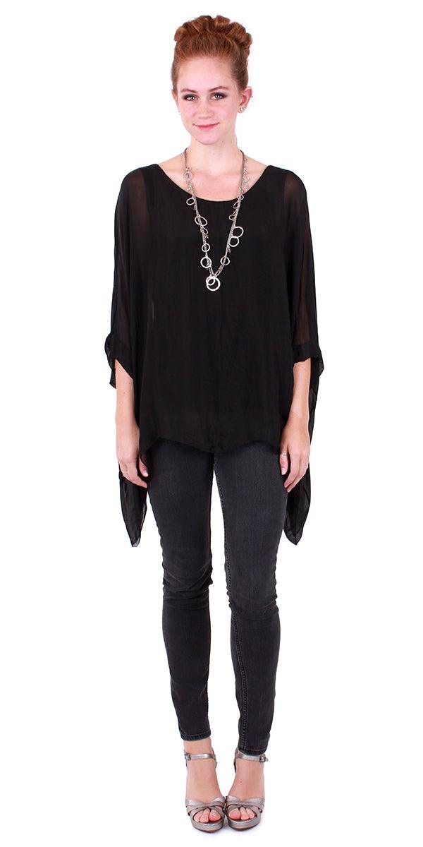 Seta Cara Kaftan - Gigi Moda - Made in Italy # 100% Silk, Blouse, Kaftan, Made in Italy, OS, resort, resort wear, Silk