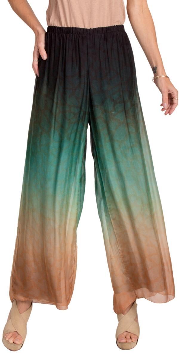 Tartaruga Silk Pant - Gigi Moda - Made in Italy # 100% Silk, bohemian, comfortable, Double Layer, Elastic Waist Palazzo, free shipping, Gigi Moda, Made in Italy, maxretail, Ombre, one size, palazzo, Pant, shop gigi moda, Silk, tortoise shell, viscose