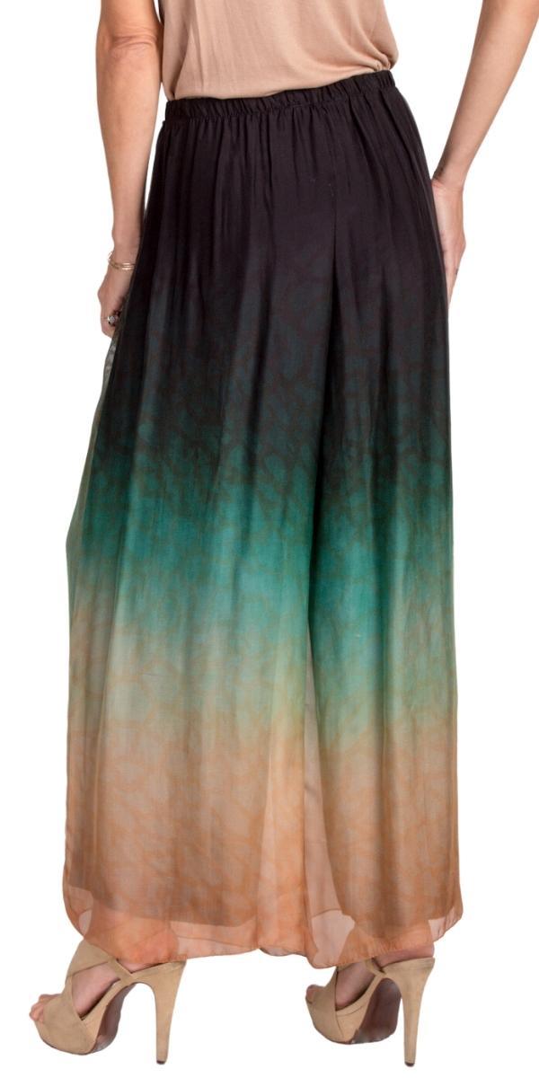 Tartaruga Silk Pant - Gigi Moda - Made in Italy # 100% Silk, bohemian, comfortable, Double Layer, Elastic Waist Palazzo, free shipping, Gigi Moda, Made in Italy, maxretail, Ombre, one size, palazzo, Pant, shop gigi moda, Silk, tortoise shell, viscose