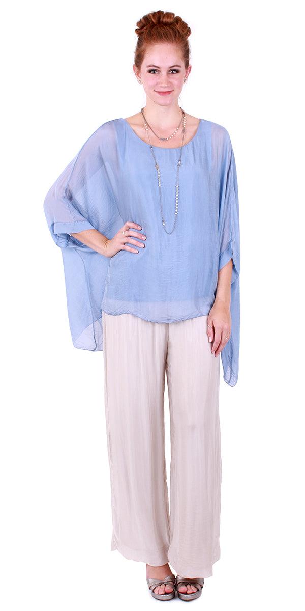 Seta Cara Kaftan - Gigi Moda - Made in Italy # 100% Silk, Blouse, Kaftan, Made in Italy, OS, resort, resort wear, Silk