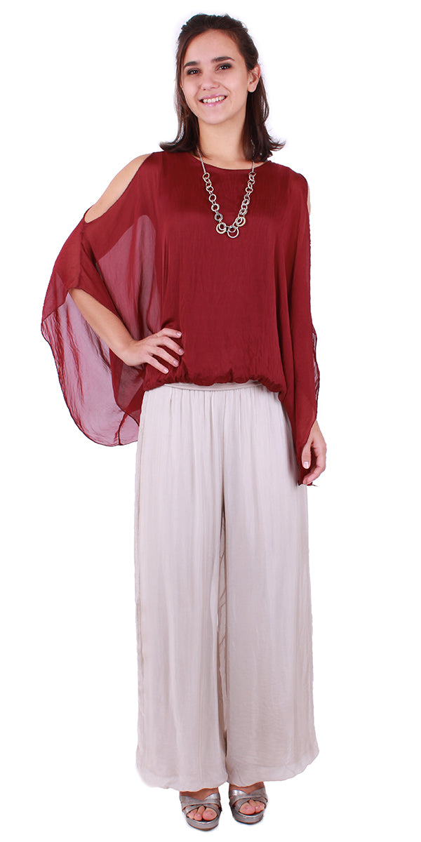Seta Spalla Blouse - Gigi Moda - Made in Italy # Blouse, Drape, Made in Italy, OS, Top