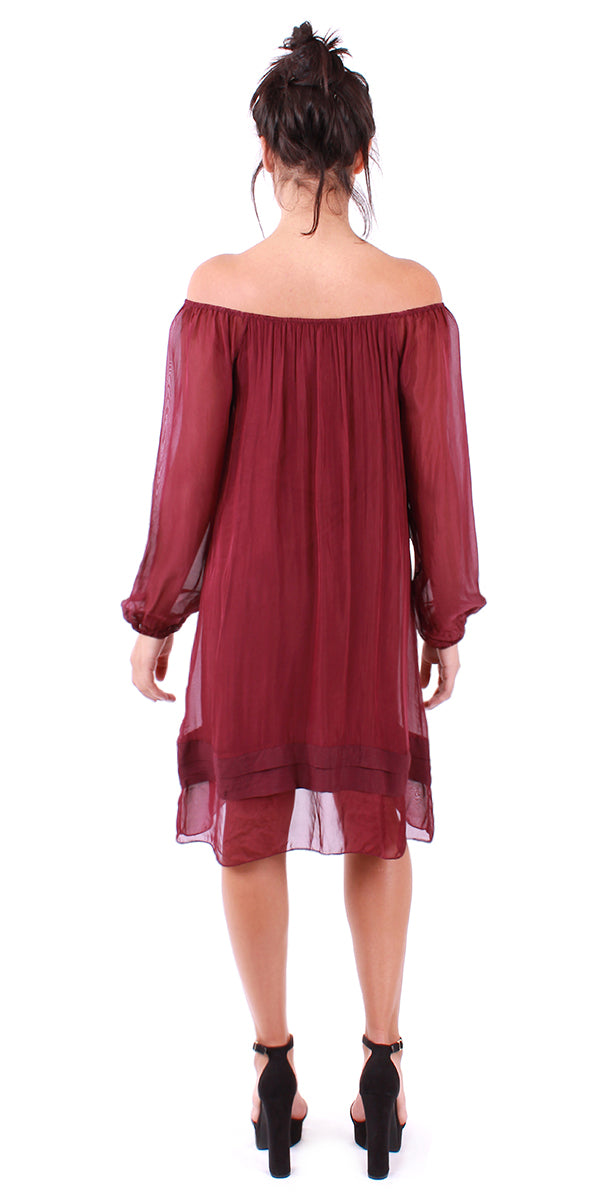 Sogno Silk Dress - Gigi Moda - Made in Italy # 100% Silk, free shipping, italian silk, italian silk dress, knee length dress, lose fitting, Made in Italy, round neck, silk dress