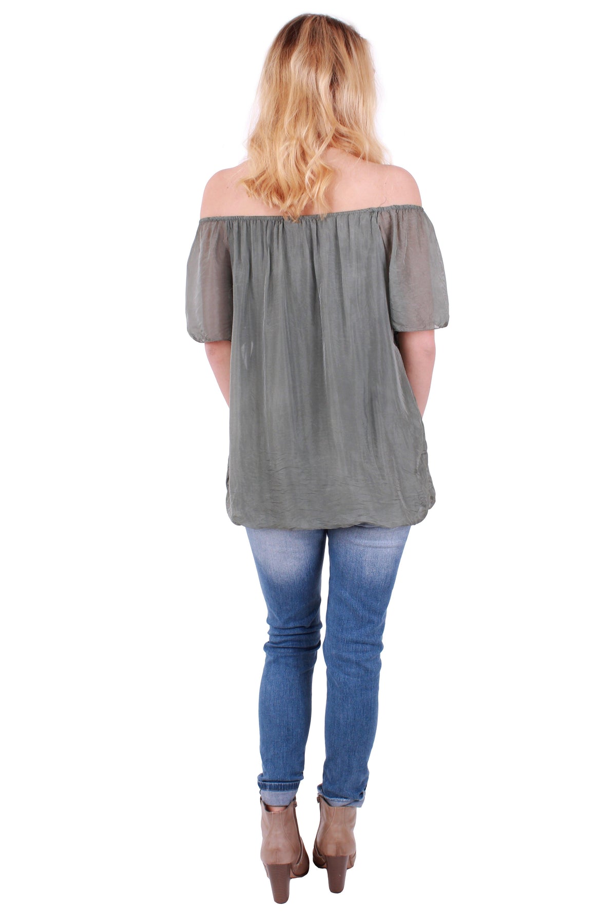 Contadina Blouse - Gigi Moda - Made in Italy # Blouse, Gigi Moda, Made in Italy, Off the Shoulder, OS, Silk
