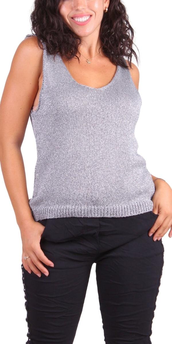 Avola Tank - Gigi Moda - Made in Italy # gigi moda, glitter, Knit, made in italy, Metallic, one size, Sleeveless, tank