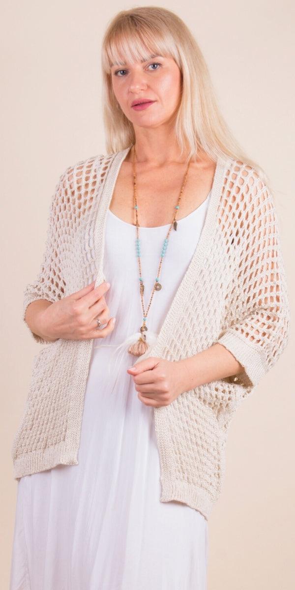 Rosana Knit Cardigan - Gigi Moda - Made in Italy # Cardigan, coats, comforatable fit, Gigi Moda, holes, Jacket, Jackets, Knit, Knit Cardigan, made in italy, shop gigi moda, womans clothing