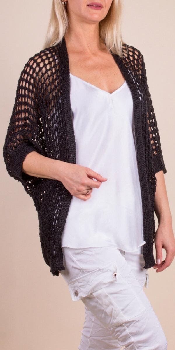 Rosana Knit Cardigan - Gigi Moda - Made in Italy # Cardigan, coats, comforatable fit, Gigi Moda, holes, Jacket, Jackets, Knit, Knit Cardigan, made in italy, shop gigi moda, womans clothing