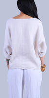 Ina Linen Blouse - Gigi Moda - Made in Italy # 100% Linen, Blouse, buttoned sleeves, casual, free shipping, Gigi Moda, Kaftan, Linen, Made in Italy, OS, resort wear, spring, summer