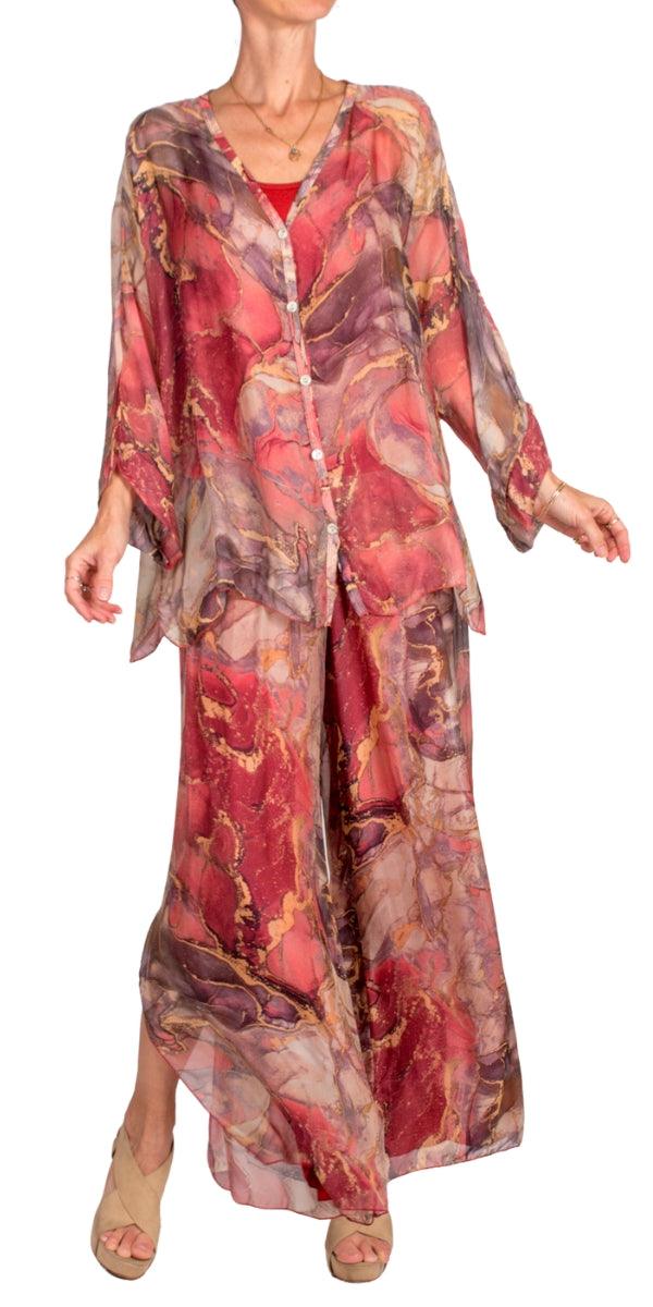 Jasmin Marble Slit Pant - Gigi Moda - Made in Italy # 100% Silk, Gigi Moda, italian apparel, italian clothes, Italian Clothing, italian silk, Made in Italy, one size, online shopping, OS, Pants, shop gigi moda, Silk