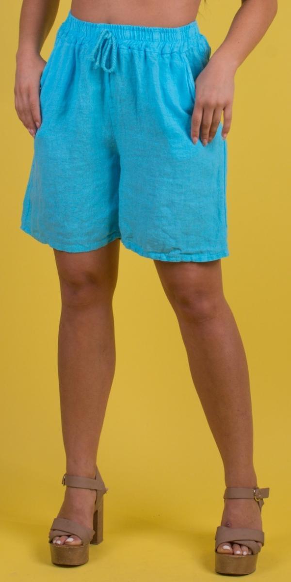 Silvana Linen Shorts - Gigi Moda - Made in Italy # 100% Linen, drawstring, drawstring shorts, Gigi Moda, Linen, Made in Italy, one size, OS, Pockets, shorts, side pockets, spring, Tie waist