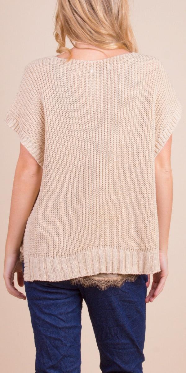 Editta Vest - Gigi Moda - Made in Italy # Buttons, Cap Sleeve, cap sleeves, comforatable fit, Gigi Moda, Italian Sweater, Knit, knit sweater, made in italy, open side vest, shop gigi moda, Sweater, V Neck, Vest, womans clothing