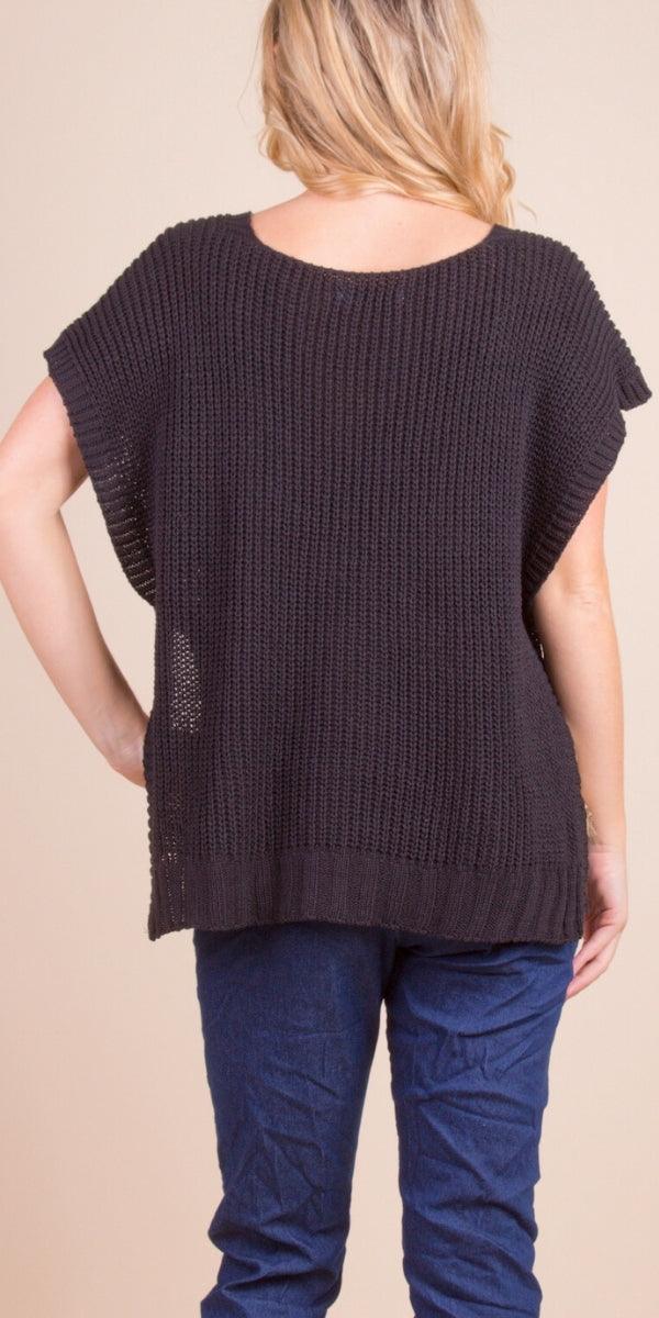 Editta Vest - Gigi Moda - Made in Italy # Buttons, Cap Sleeve, cap sleeves, comforatable fit, Gigi Moda, Italian Sweater, Knit, knit sweater, made in italy, open side vest, shop gigi moda, Sweater, V Neck, Vest, womans clothing