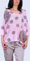 Rosardo Batwing Sweater - Gigi Moda - Made in Italy # batwing, cheetah, cheetah print, Comfortable fit, Cover Up, floral design, Floral Print, Gigi Moda, Knit, knit blouse, knit sweater, made in italy, mesh, mesh sweater, Rose, rose print, Sweater, Womens Clothing, Womens Tops
