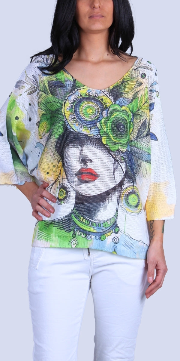 Dama Batwing Sweater - Gigi Moda - Made in Italy # batwing, Comfortable fit, Cover Up, Gigi Moda, Knit, knit blouse, knit sweater, made in italy, mesh, mesh sweater, Sweater, Womens Clothing, Womens Tops