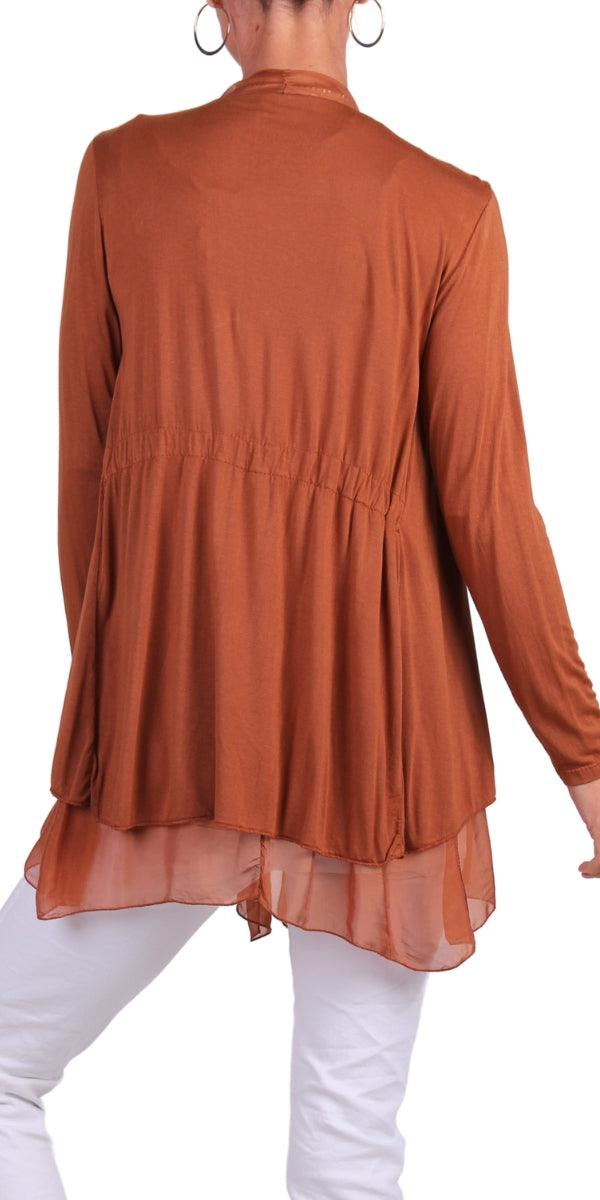 Pia Cardigan - Gigi Moda - Made in Italy # Cardigan, fall, Gigi Moda, italian top, Jacket, Knit, Made in Italy, one size, OS, resort wear, Ruffle, Silk, Sleeves, spring, summer, washable