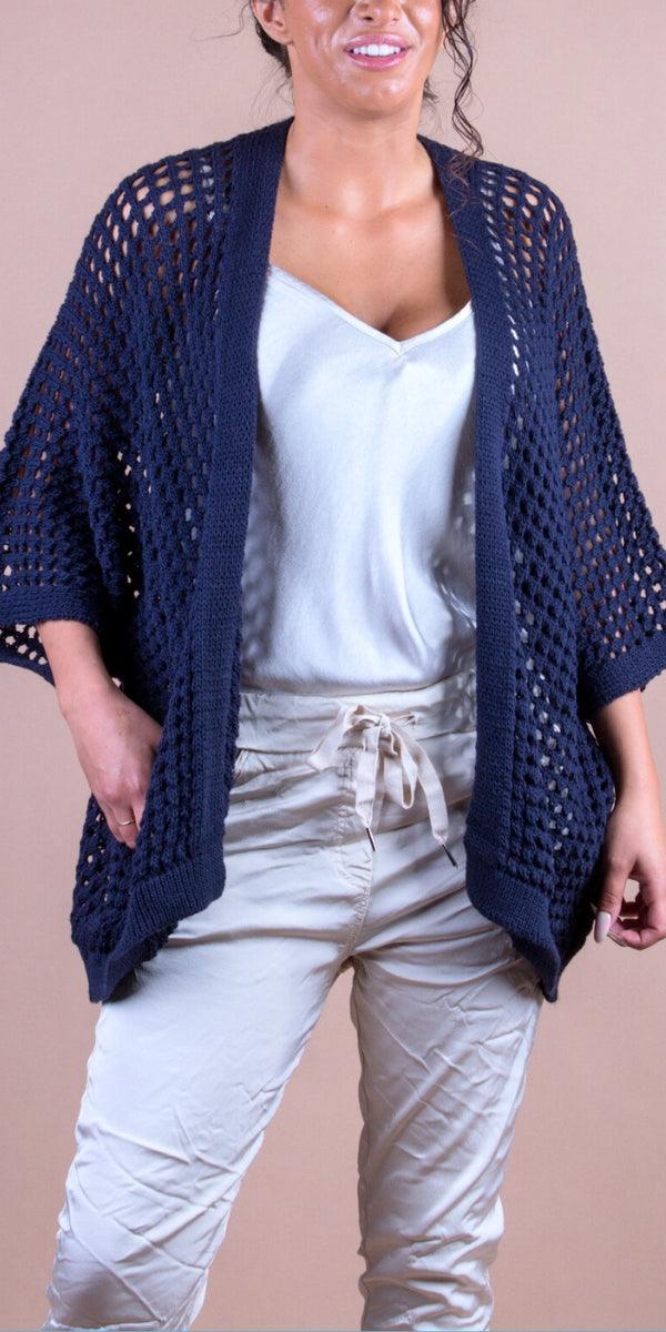 Romola Knit Cardigan - Gigi Moda - Made in Italy # Cardigan, coats, comforatable fit, Gigi Moda, holes, Jacket, Jackets, Knit, Knit Cardigan, made in italy, maxretail, shop gigi moda, womans clothing