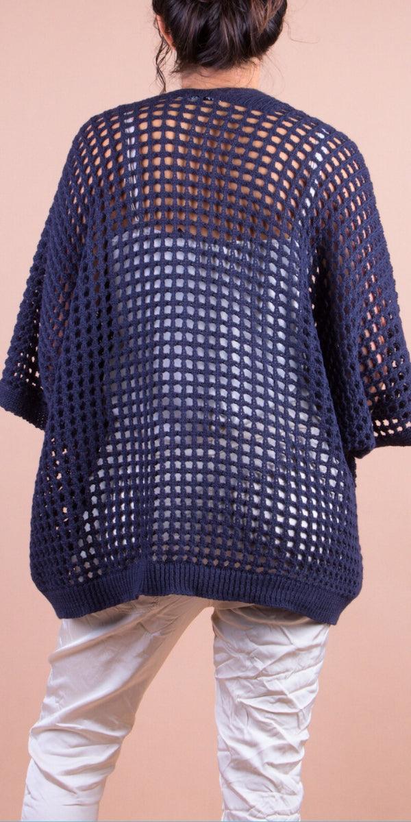 Romola Knit Cardigan - Gigi Moda - Made in Italy # Cardigan, coats, comforatable fit, Gigi Moda, holes, Jacket, Jackets, Knit, Knit Cardigan, made in italy, maxretail, shop gigi moda, womans clothing