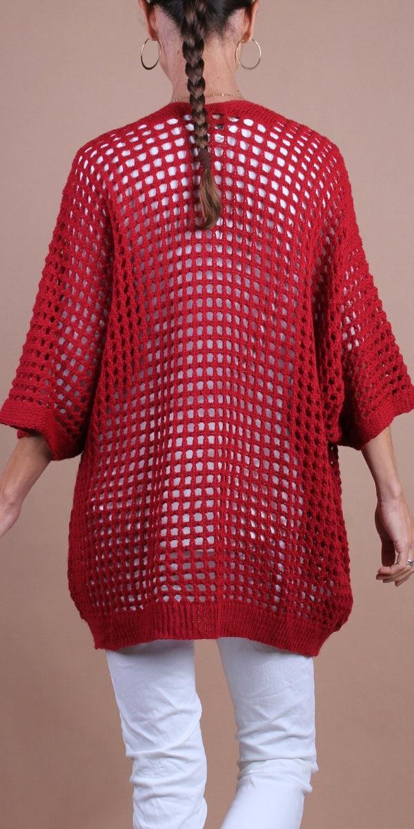 Romola Knit Cardigan - Gigi Moda - Made in Italy # Cardigan, coats, comforatable fit, Gigi Moda, holes, Jacket, Jackets, Knit, Knit Cardigan, made in italy, maxretail, shop gigi moda, womans clothing