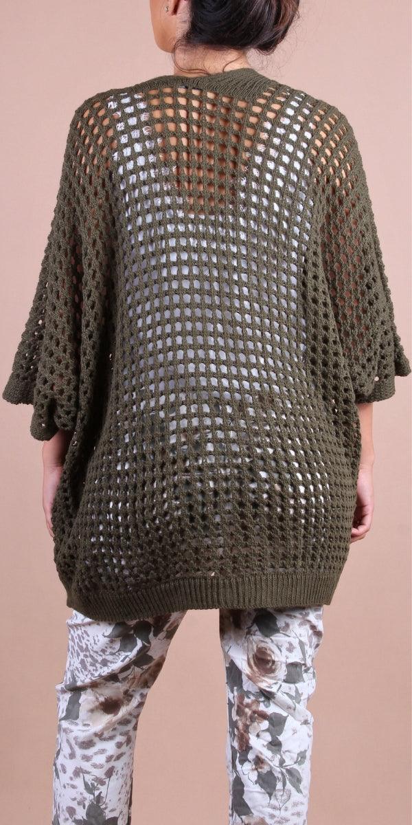 Romola Knit Cardigan - Gigi Moda - Made in Italy # Cardigan, coats, comforatable fit, Gigi Moda, holes, Jacket, Jackets, Knit, Knit Cardigan, made in italy, maxretail, shop gigi moda, womans clothing