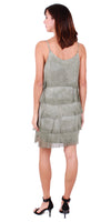 Siena Sequined Dress - Gigi Moda - Made in Italy # 100% Silk, Dress, Layers, Made in Italy, OS, Ruffle, Sequins, Silk, Spaghetti Strap