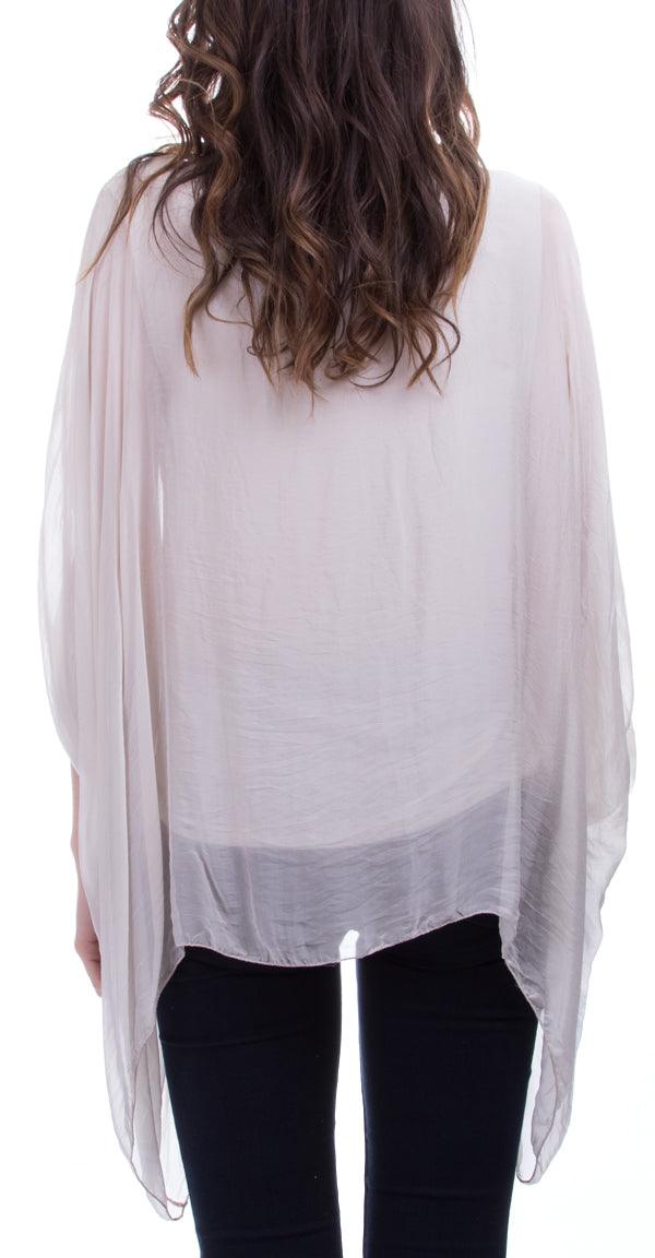 Seta Cara Kaftan - Gigi Moda - Made in Italy # 100% Silk, Blouse, Kaftan, Made in Italy, OS, resort, resort wear, Silk