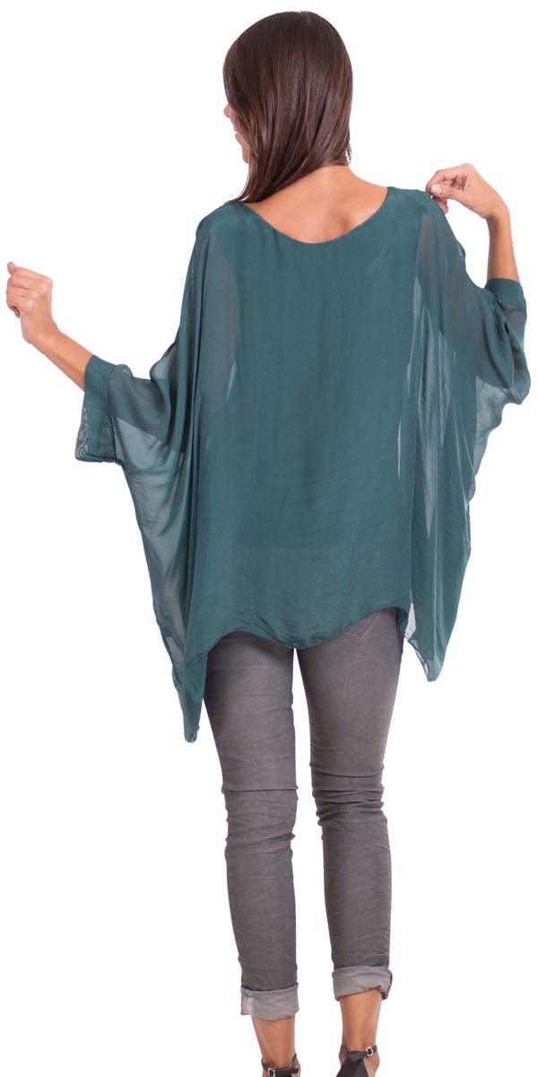 Seta Cara Kaftan - Gigi Moda - Made in Italy # 100% Silk, Blouse, Kaftan, Made in Italy, OS, resort, resort wear, Silk