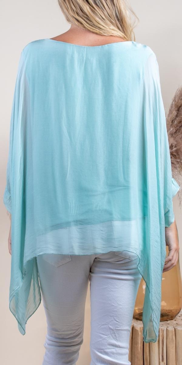 Seta Cara Kaftan - Gigi Moda - Made in Italy # 100% Silk, Blouse, Kaftan, Made in Italy, OS, resort, resort wear, Silk