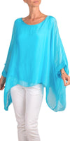 Seta Cara Kaftan - Gigi Moda - Made in Italy # 100% Silk, Blouse, Kaftan, Made in Italy, OS, resort, resort wear, Silk