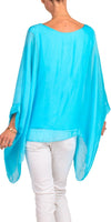 Seta Cara Kaftan - Gigi Moda - Made in Italy # 100% Silk, Blouse, Kaftan, Made in Italy, OS, resort, resort wear, Silk
