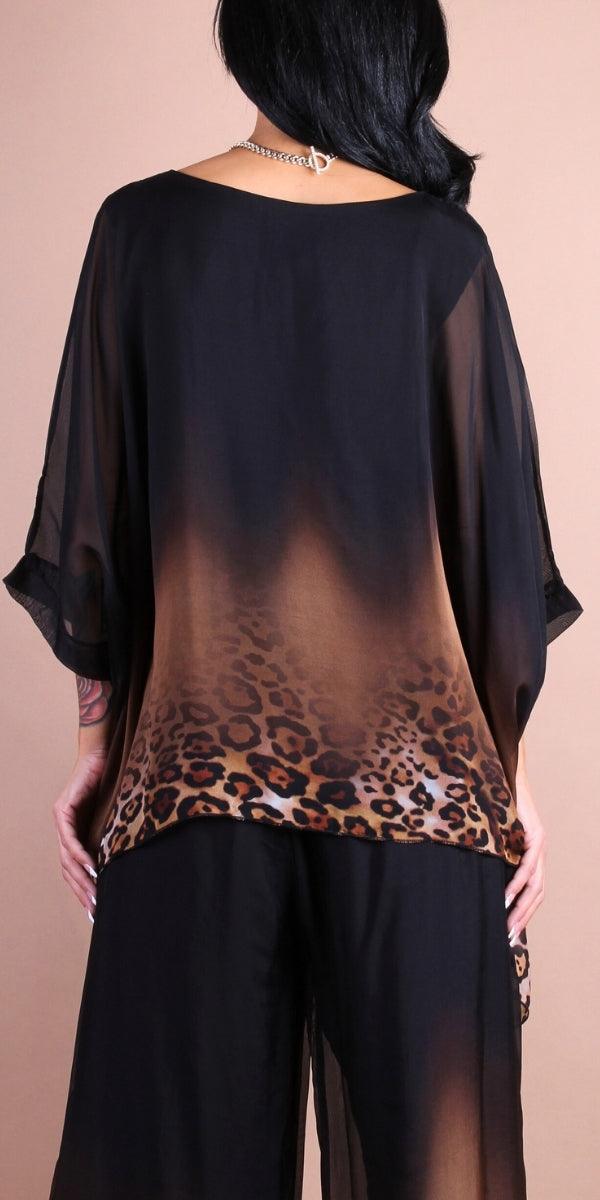 Seta Savanna Kaftan - Gigi Moda - Made in Italy # animal print, Blouse, cheetah print, gigi moda, italian silk blouse, Kaftan, Made in Italy, maxretail, Ombre, OS, paisley print, resort, resort wear, Silk, silk blouse