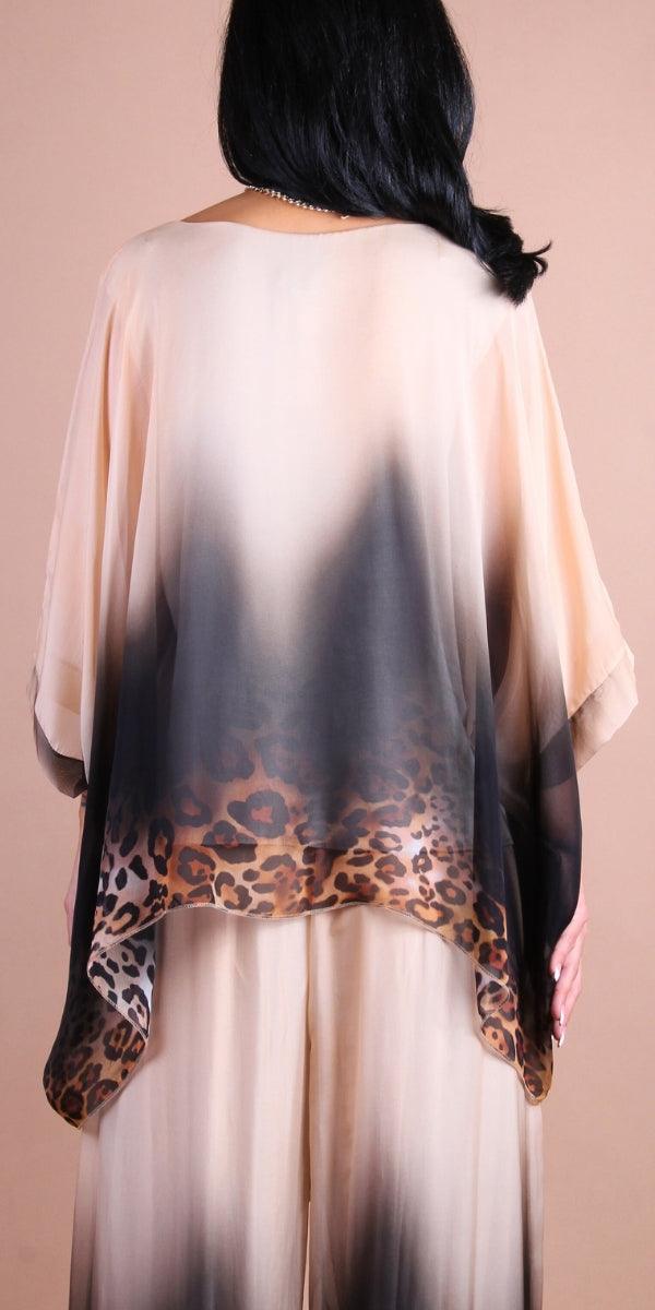 Seta Savanna Kaftan - Gigi Moda - Made in Italy # animal print, Blouse, cheetah print, gigi moda, italian silk blouse, Kaftan, Made in Italy, maxretail, Ombre, OS, paisley print, resort, resort wear, Silk, silk blouse