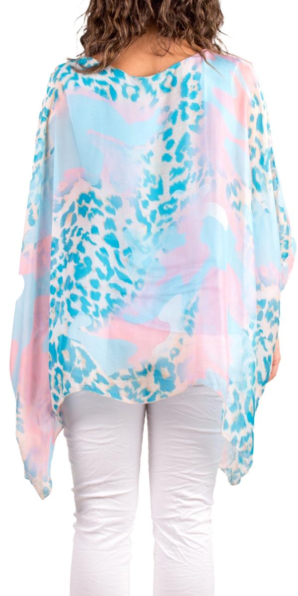 Seta Safari Kaftan - Gigi Moda - Made in Italy # 100% Silk, animal print, Blouse, Camo print, gigi moda, Kaftan, Made in Italy, OS, resort, resort wear, Silk