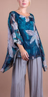 Seta Lily Print Kaftan - Shop Gigi Moda - Made in Italy # 100% Silk, Blouse, Floral Print, gigi moda, italian silk blouse, Kaftan, Made in Italy, OS, resort, resort wear, Silk, silk blouse