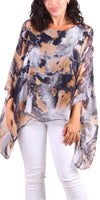 Seta Digital Marble Print Kaftan - Gigi Moda - Made in Italy # Blouse, gigi moda, italian silk blouse, Kaftan, Made in Italy, Marble, marbled print, OS, resort, resort wear, Silk, silk blouse