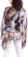Seta Digital Marble Print Kaftan - Gigi Moda - Made in Italy # Blouse, gigi moda, italian silk blouse, Kaftan, Made in Italy, Marble, marbled print, OS, resort, resort wear, Silk, silk blouse