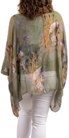 Seta Fall Floral Kaftan - Shop Gigi Moda - Made in Italy # 100% Silk, Blouse, floral, floral design, Floral Print, gigi moda, italian silk blouse, Kaftan, Made in Italy, OS, resort, resort wear, Silk, silk blouse