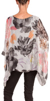 Seta Floral Kaftan - Gigi Moda - Made in Italy # Blouse, floral, floral design, Floral Print, gigi moda, italian silk blouse, Kaftan, Made in Italy, OS, resort, resort wear, Silk, silk blouse