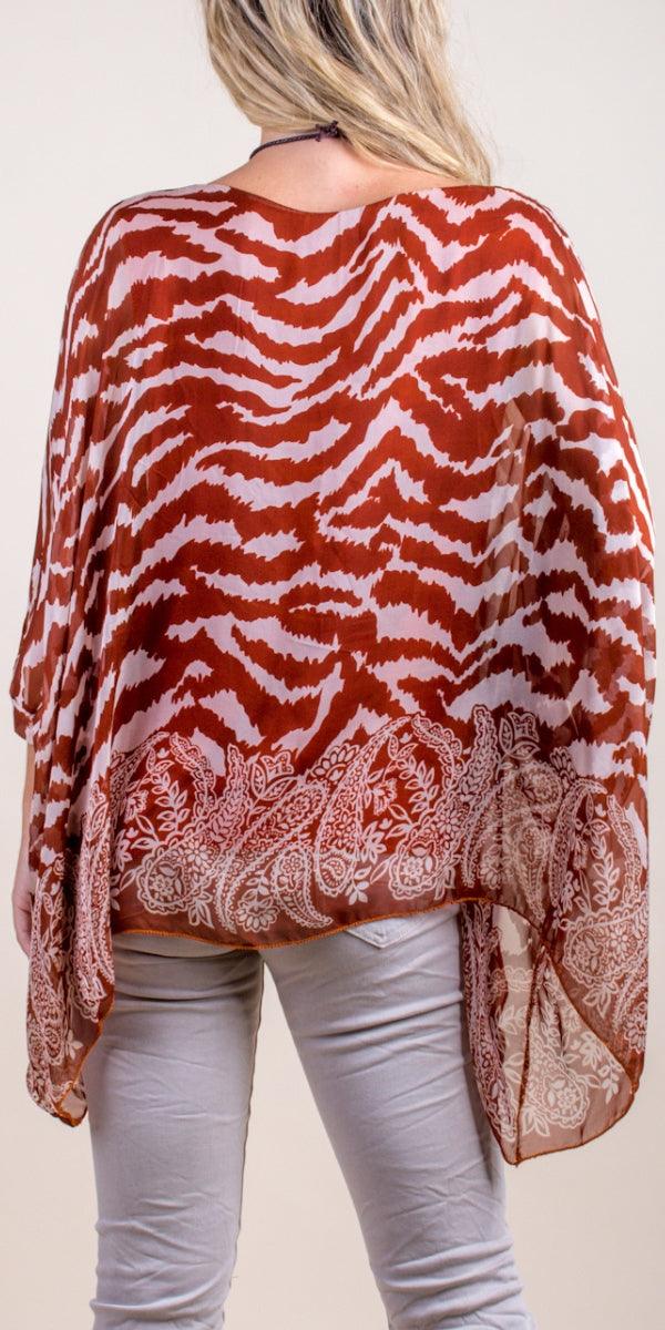 Seta Unica Kaftan - Gigi Moda - Made in Italy # 100% Silk, animal print, Blouse, gigi moda, italian silk blouse, Kaftan, Made in Italy, maxretail, OS, resort, resort wear, Silk, silk blouse