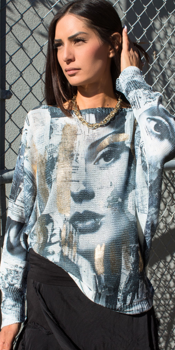 Daria Batwing Sweater with Urban Glam Print