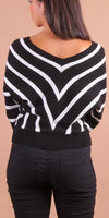 Chevron Batwing Sweater - Gigi Moda - Made in Italy # batwing, chevron print, double v neck, fall sweater, Gigi Moda, Knit, knit sweater, Made in Italy, Sweater, V Neck