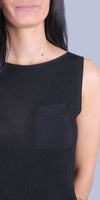 Eva Knit Top - Gigi Moda - Made in Italy # Buttons, front pocket, gigi moda, Knit, made in italy, one size, Sleeveless, tank