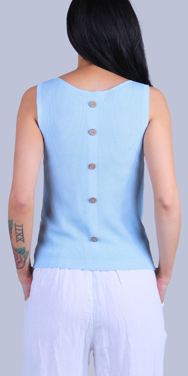Eva Knit Top - Gigi Moda - Made in Italy # Buttons, front pocket, gigi moda, Knit, made in italy, one size, Sleeveless, tank