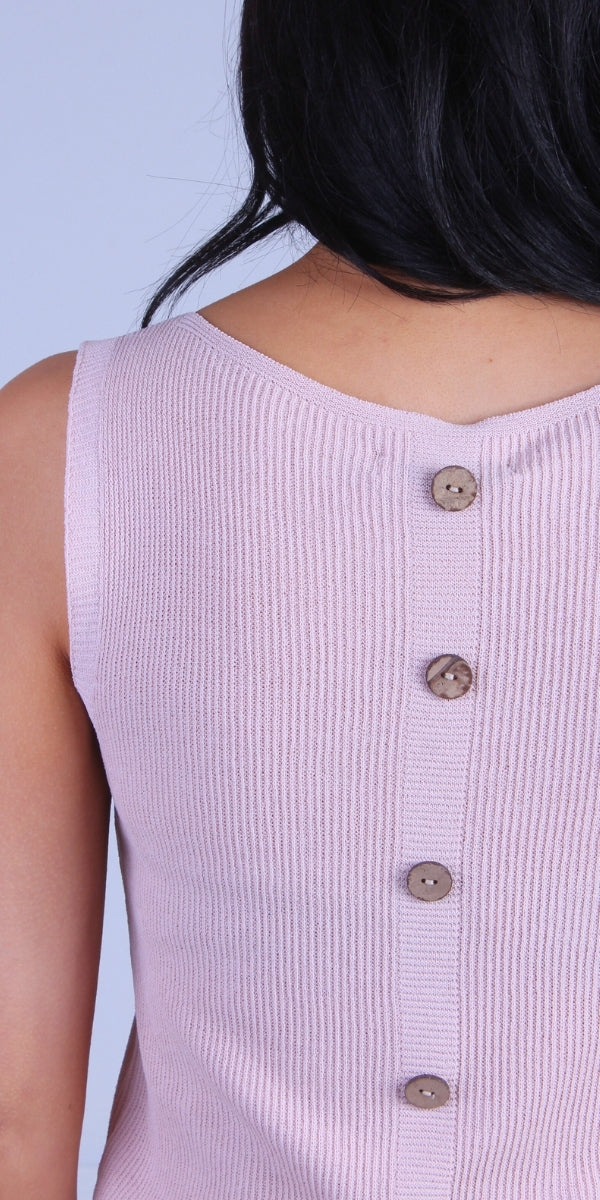 Eva Knit Top - Gigi Moda - Made in Italy # Buttons, front pocket, gigi moda, Knit, made in italy, one size, Sleeveless, tank
