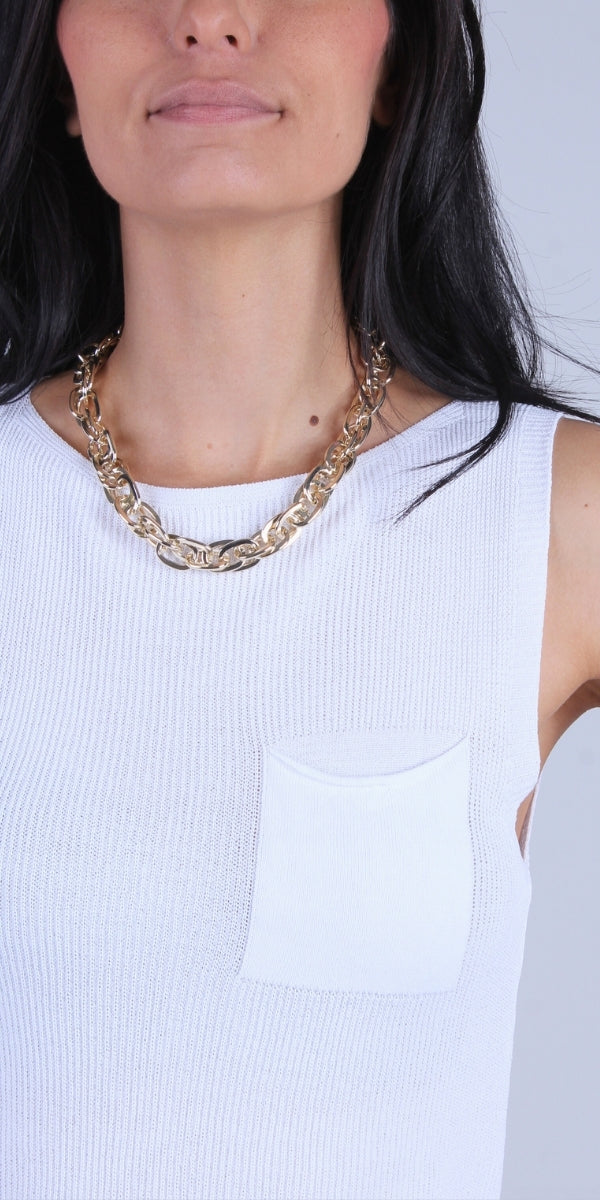 Eva Knit Top - Gigi Moda - Made in Italy # Buttons, front pocket, gigi moda, Knit, made in italy, one size, Sleeveless, tank