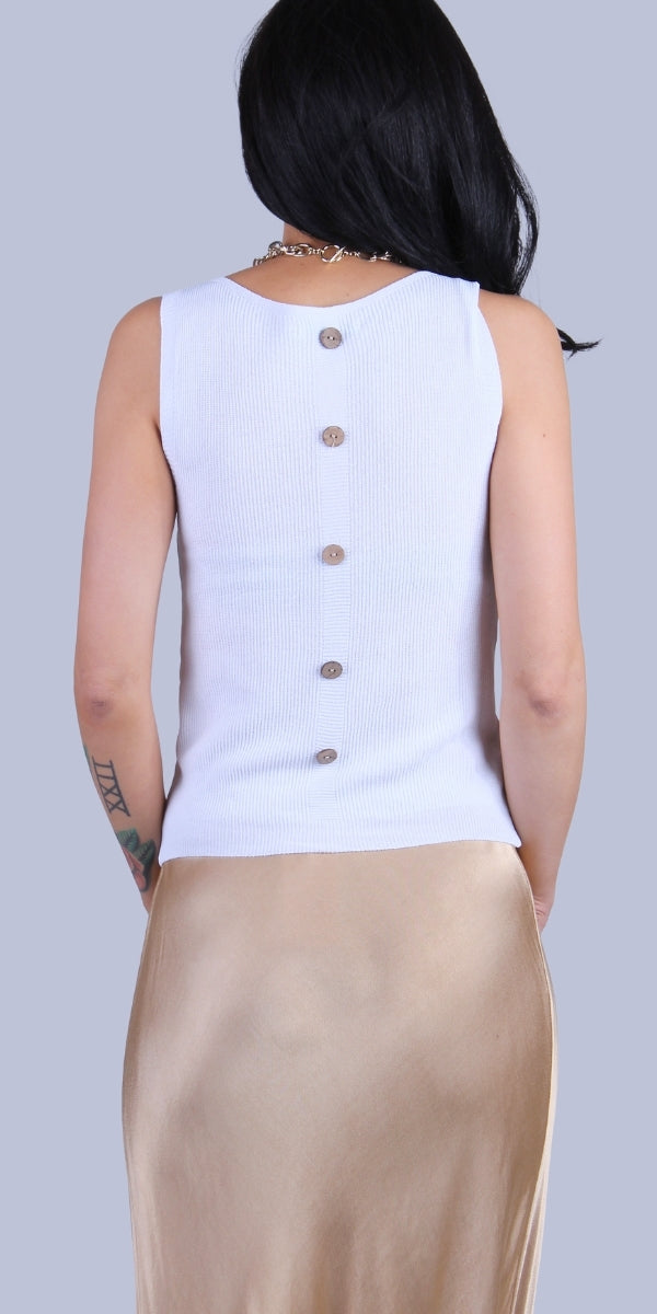 Eva Knit Top - Gigi Moda - Made in Italy # Buttons, front pocket, gigi moda, Knit, made in italy, one size, Sleeveless, tank